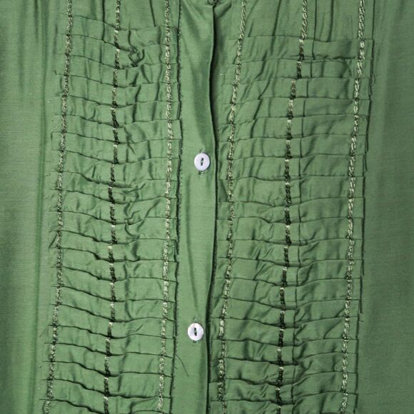 Nurture Womens Silk Button Up Shirt Size Medium Green Boho Lagenlook Hippie‎ - Picture 7 of 10